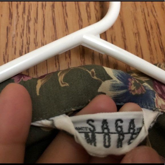 Floral Flower Open Shoulder Blouse Button Down Top - Picture 6 of 7